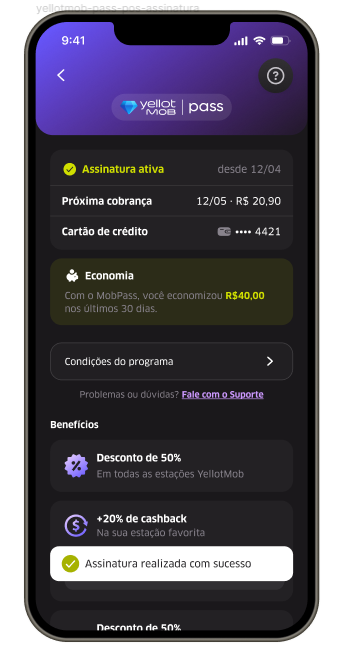 Tela de confirmação do pagamento no app YellotMob